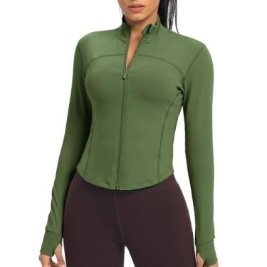 Imagem de Jaqueta, cor de pele, leve, zíper, treino, verde militar, feminino - c