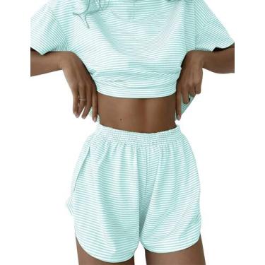 Imagem de Conjunto de pijamas femininos Kistore, duas peças, shorts divididos de