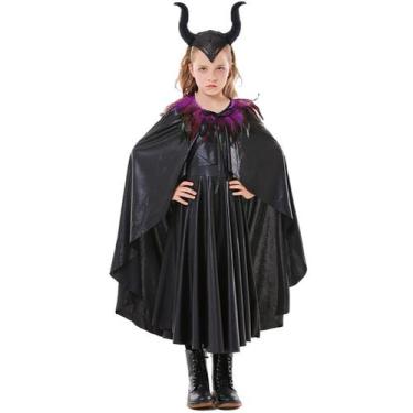 Imagem de Fantasia OBEEII Kids Girls Halloween Witch Devil Black 5-7 anos