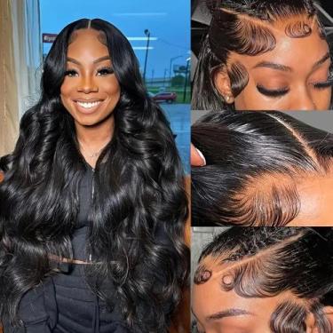 Imagem de Perucas frontais de renda virgindade Body Wave 16" Cabelo humano 180% 
