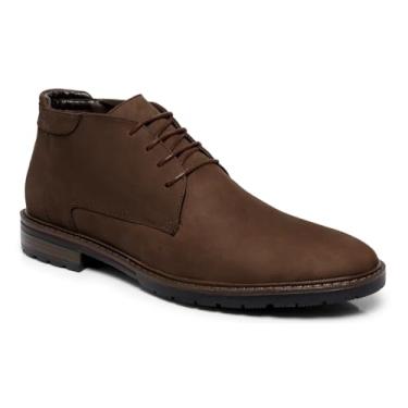 Imagem de Bota Masculina Turunelli Coturno Noruega em Couro Nobuck Legítimo – Solado Tratorado Bicolor, Confortável e Resistente, Forro em Couro e Cadarço Encerado (Café, Forma Pequena, BR, Adulto, Numérico, 42)