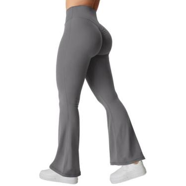 Imagem de Leggings Flare YEOREO Kalie Scrunch para mulheres cinza GG