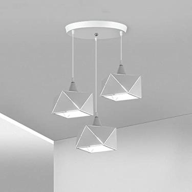 Imagem de YQSLQZZ Luzes de teto brancas para sala de jantar, luminária decorativa de ilha de cozinha moderna de 3 luzes, lustre vintage de fazenda sobre mesa de jantar