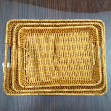 Imagem de Jg 3pç bandeja plástico natural decorativa organizadora - NH, Material