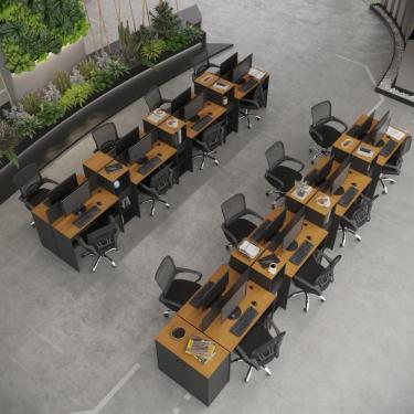 Imagem de Estação De Trabalho 16 Lugares Office Tech 16 Mesas 12 Armár - Preto E Cedro Preto E Cedro