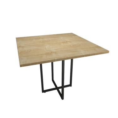 Imagem de Mesa de Jantar 04 Lugares Jade 90 cm Natural Base Metálica Industrial Preto - D'Rossi