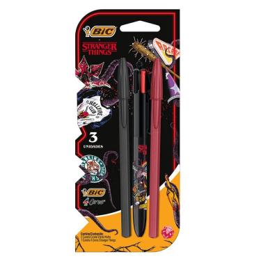 Imagem de Kit Cristal Matte 1.0 e caneta 4 cores Stranger Things Bic