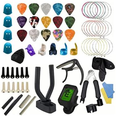 Imagem de Domary 66 Pçs Kit de Acessórios de Guitarra Sintonizador Capo Picareta Suporte Conjunto Ferramentas Reparo Banjo Bandolim Guitarrista Portátil Conveniente