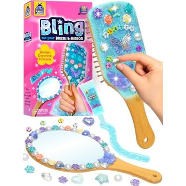 Imagem de PURPLE LADYBUG Decorate Your Own Wooden Mirror & Brush Set - DIY Craft Kit for Girls Ages 4-8 8-12 with Glitter Glue, Beads, Gems, Butterflies, Ribbons - Birthday Gift for Girls 4 5 6 7 8 9 10 11 12