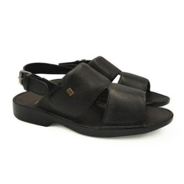 Imagem de Sandália Samello Buggy Masculina Couro Anatômica Ortopédica - Preto-Masculino