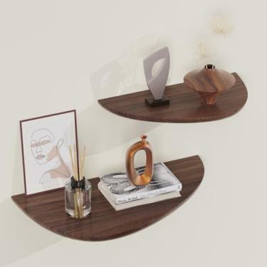 Imagem de Prateleiras flutuantes de madeira maciça de freixo para parede, conjunto de 2 prateleiras flutuantes, pequena prateleira de parede flutuante de madeira rústica para salas de estar, quartos, banheiros