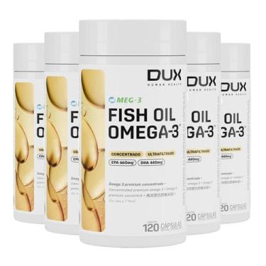 Imagem de Kit 5 Ômega 3 Dux Fish Oil Sem Sabor 120 Cápsulas