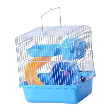 Imagem de KiBcsLic Gaiola portátil para hamster com alça, estojo de transporte para gerbilos, acessórios para alojamento temporário com ventilação, transportadora para, Azul