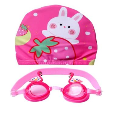Imagem de Kit Completo Natação Óculos + Touca de Natação Kit Óculos + Touca de Natação Infantil (Ursinho Rosa)