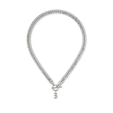 Imagem de ADEMISHIA Colar feminino com inicial inglesa antiga em ouro 18 K, delicado pingente A-Z com corrente cubana de aço inoxidável, gargantilha grossa, colar gargantilha para presente de Halloween e Natal