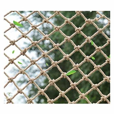 Imagem de Rede de corda de cânhamo - decoração de teto de jardim varanda proteção anti-queda corda de paracord corda de juta natural material diâmetro 8 mm - 15 cm, 4 x 4 m)