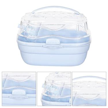 Imagem de Generic Gaiola do Portador do Hamster, Portador Respirável Bonito Seguro Resistente Hamster Delicado para Animais Pequenos para Exterior (Azul Creme)