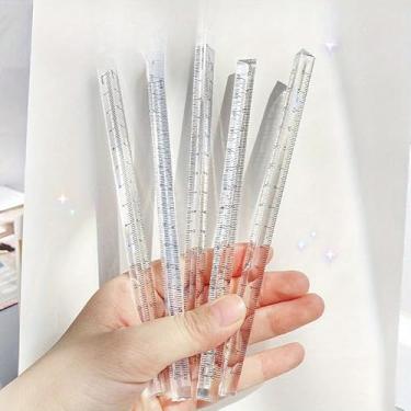 Imagem de 1 régua triangular de plástico transparente - ferramenta de medição de precisão durável de 15 cm - para profissionais - ideal para projetos DIY de escritório