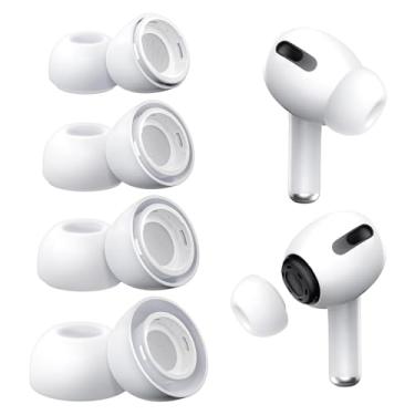 Imagem de 4 pares de pontas auriculares de substituição para AirPods Pro e AirPods Pro 2 com orifício de redução de ruído, pontas auriculares de silicone macio antiderrapante para AirPods Pro e capa de