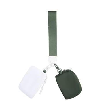 Imagem de Bolsa para moedas – Mini carteira com porta-cartão, organizador de dinheiro com alça de pulso portátil, Branco verde-escuro, Carteira