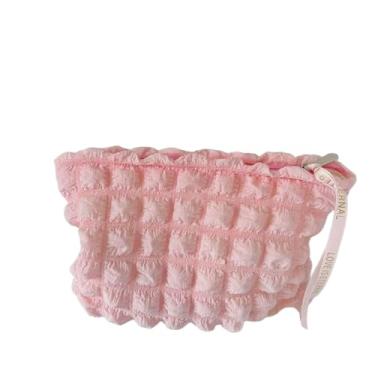 Imagem de Bolsa de cosméticos com bolhas de estilo fofo, bolsa de armazenamento em nuvem portátil, adequada para a maioria das ocasiões, rosa, Bolsa de armazenamento na nuvem