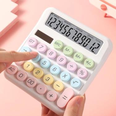 Imagem de Calculadora solar com tela grande, azul claro