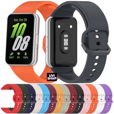 Imagem de Pulseira de Silicone Compatível com Samsung Galaxy Fit 3 SM-R390, Ajustável, Esportiva, Material Premium, Fivela Metálica, Design Moderno, Resistente à Água (BRANCO)