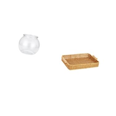 Imagem de Fenteer Aquário Pequeno Transparente, Enfeite Doméstico Transparente, Tigela, Vaso, Mesa, Quarto, Sala de Estar, Cesta de Frutas Trançada, Prato de Servir Lan