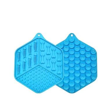 Imagem de Tapete Lambedor Inibidor de Ansiedade com Ventosas - Comedouro Lento para Cães e Gatos, 3 Divisórias (Azul,17)