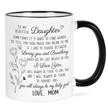 Imagem de YHRJWN Presentes de filha da mãe, presentes de aniversário de Natal, Dia das Mães para filha, To My Daughters Caneca de café inspiradora, presente de mãe e filhas, 325 ml, branco