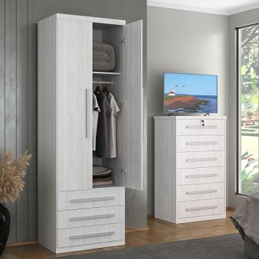 Imagem de Guarda-Roupa 2 Portas 3 Gavetas Modular 1303 Ilan Carvalho