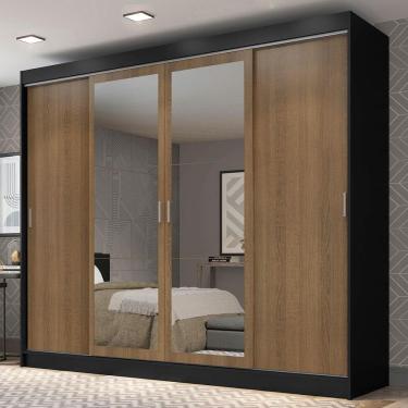Imagem de Guarda-roupa Casal Austin 4 Portas 3 Gavetas Preto