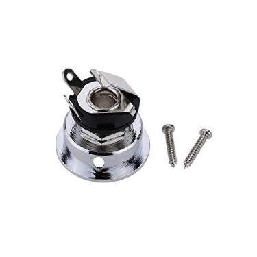Imagem de Mingzhe Guitarra Elétrica 6.35mm 1/4 Jack Jack Jack Tomada Placa de Saída Elétrica Telecaster Soquete Cromo Saída Jack Placa Durável para Guitarra