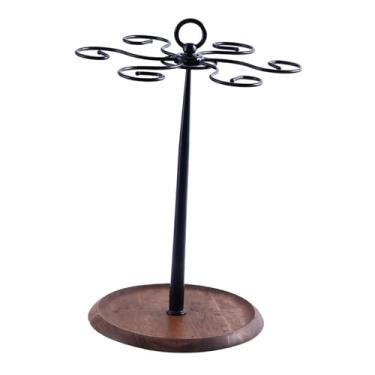 Imagem de Baoblaze Suporte para medalhas de mesa com base de madeira, organizador fácil de pendurar, porta-prêmios para corredores de futebol e outras competições.