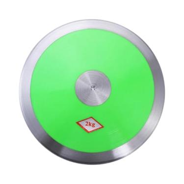 Imagem de Dynwave Disco de nylon de 2 kg, equipamento de atletismo com aro e centro de aço para treinamento, provas, treinamento atlético e eventos esportivos, Verde