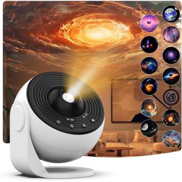 Imagem de Projetor planetário estrela, projetor FLEVO Galaxy, luz noturna realista de céu estrelado com 13 discos de galáxia HD, para quarto de crianças, teto, casa, sala de estar, decoração de aniversário