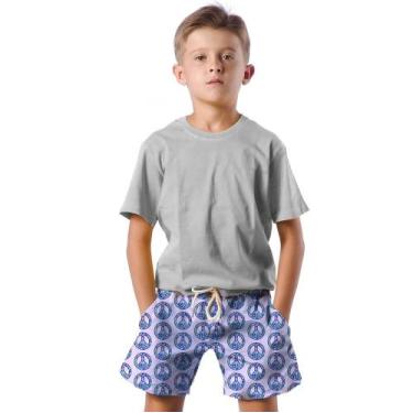 Imagem de Shorts Infantil Bermuda Calção Praia Verão Paz Símbolo Brilho 299 - SM