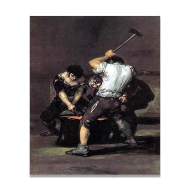 Imagem de LKXGRRSFG Impressão em tela romântica espanhola The ForgeFrancisco De Goya - Obra-prima do influente pintor romântico 69,8 x 104,9 cm sem moldura