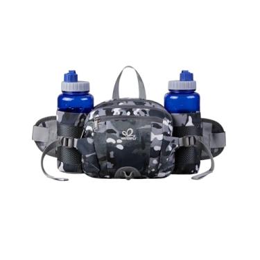 Imagem de WATERFLY Pochete de cintura: pochete com 2 suportes de garrafa de água, cinto lombar, caminhada, corrida, acampamento, grande, mulher, homem (garrafa não incluída)