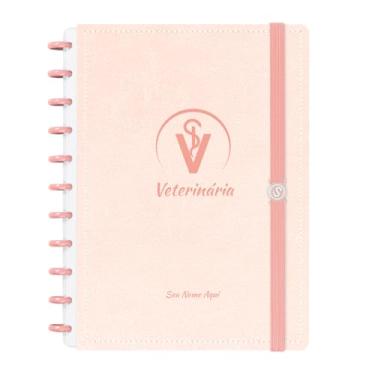 Imagem de Caderno De Disco Iscool Inteligente Personalizado 80 Folhas Profissões Couro Rosa Veterinária Grande G