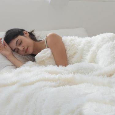 Imagem de Manta COOVA Faux Fur Sherpa Throw 127x152 cm Ivory