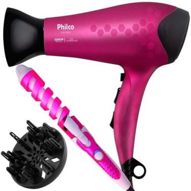Imagem de Secador De Cabelo Philco Profissional 2200w Ion Stilo Rosa Difusor Mod