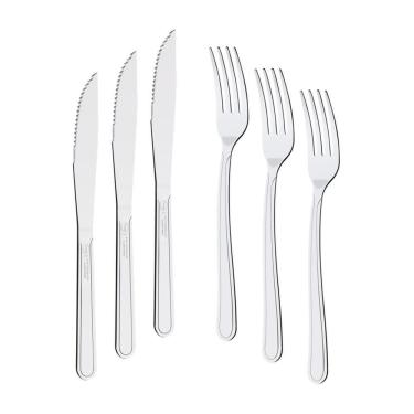 Imagem de Kit - Jogo De Faca E Garfo Buzios 96 Peças Em Aço Inox Ibag - Tramontina