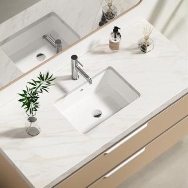 Imagem de Enbol Lavatório de banheiro de 43 x 30 cm retangular de porcelana branca moderna sob o balcão ECU1510