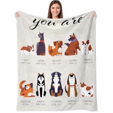 Imagem de Cobertor cristão para cães, presentes de aniversário, escrituras, presentes religiosos, inspiradores para mãe, esposa, filha, irmã, amiga, microfibra ultra macia, decoração de fé (127 cm × 152 cm