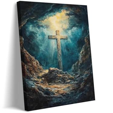 Imagem de SAMHOU Arte de parede cristã emoldurada, pintura a óleo Jesus Good Friday, decoração de parede, pôster religioso, imagem em tela para sala de estar, estudo, sala de oração, decoração de igreja, 40 x