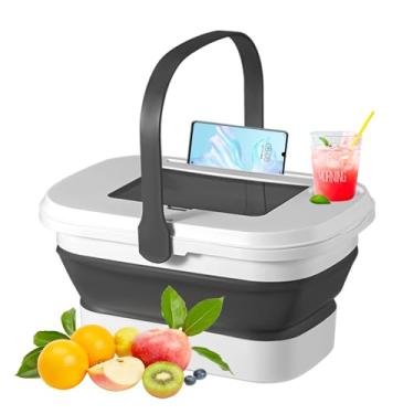 Imagem de SEEZENGREEN Cesta de piquenique dobrável, capacidade de 16 L (branca)