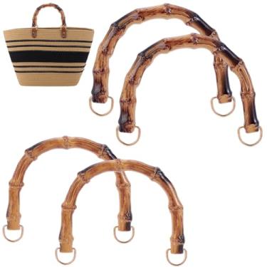 Imagem de Beebeecraft 4 peças 11,5/10 cm imitação de bambu alças de resina em forma de U alças de bolsa para substituição de bolsa de mão com anéis de liga D para acessórios de bolsa DIY feitos à mão