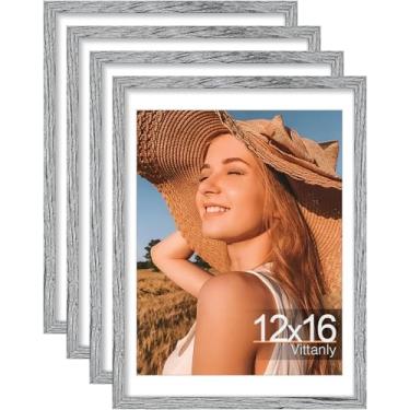 Imagem de Vittanly Conjunto de 4 porta-retratos de 30 x 40 cm, exiba imagens 28 x 35 cm com tapete ou 30 x 40 cm sem tapete, moldura de galeria para exibição de parede, madeira projetada com acrílico resistente