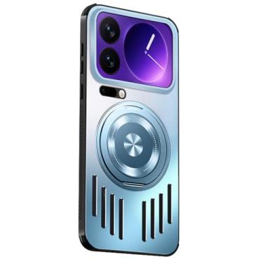 Imagem de FWYANZH Capa magnética para Xiaomi 17 Pro Max/17 Pro/17, suporte de anel dobrável giratório, proteção total da lente, revestimento de radiação de calor de resfriamento, cromado, 17 Pro